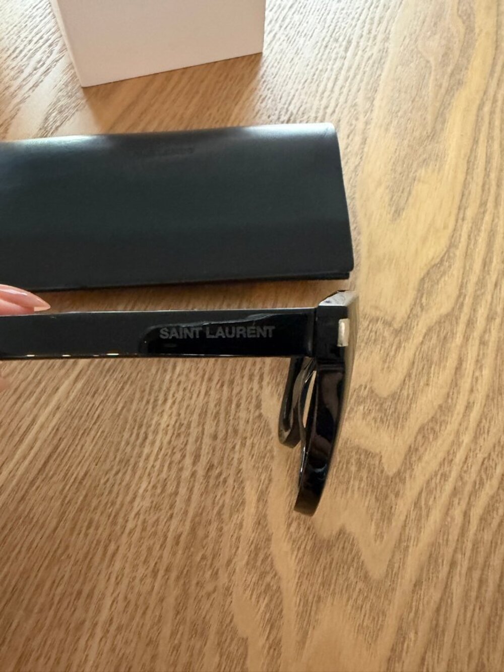 Saint Laurent Black Oval Sunglasses Amber Lenses with Case